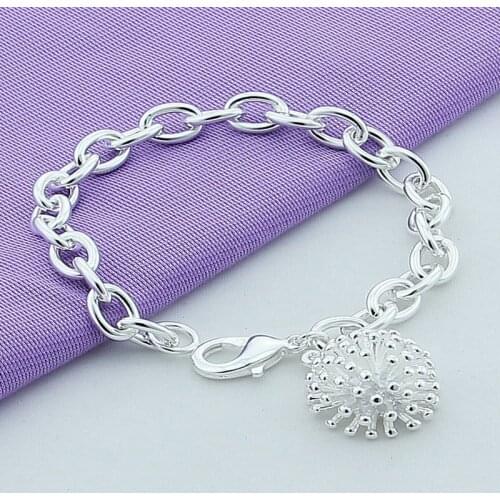 New Fashion Silver Bracelet 925 Silver Jewelry Round Fireworks Chain Link Bracelet Woman Man High Quality Jewelry