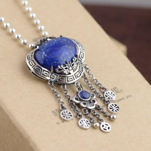 S925 sterling silver antique female tassel Pendant