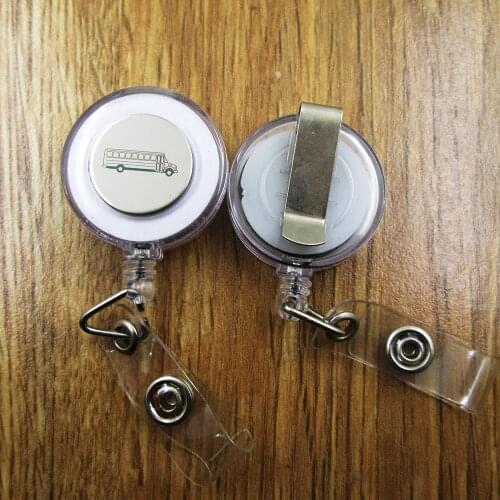 School Bus ID Badge Reel gift for him/her friend family retractable recoil id badge holder work fun