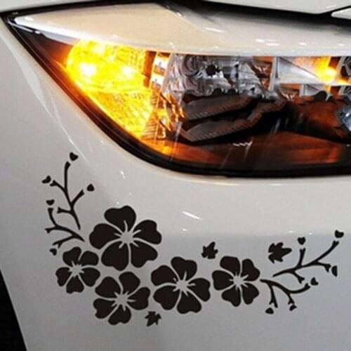 1PCS Car Styling Reflective Flower Car Stickers Front Bumper Cover Scratches Stickers Car Decoration Accessories New