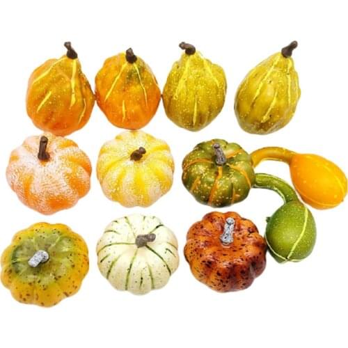 12PCS Simulation Pumpkin Golden Autumn Mini Pumpkin Set Halloween Pumpkin Thanksgiving Decoration Pumpkin Prop