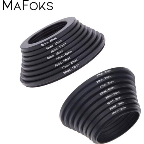 16pcs 49-52-55-58-62-67-72-77-82mm Aluminum Alloy Step Up & Step Down Lens Filter Adapter Ring Kit For Canon Nikon All Came DSLR