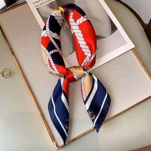 2021 Autumn Fashion Small Square Towel New Print Dustproof Kerchief Female 70X70CM Silk Scarves Luxury Stripe Sunscreen Shawls