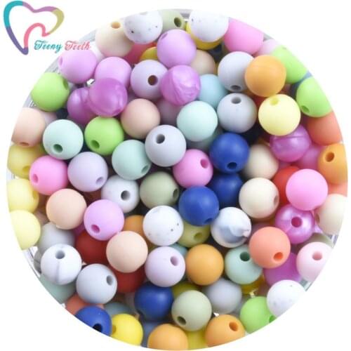 30 PCS 9MM Silicone Round Ball Beads Baby Teething Mom Necklace Pacifier Clips Holder Accessories BPA Free Silicone Loose Beads