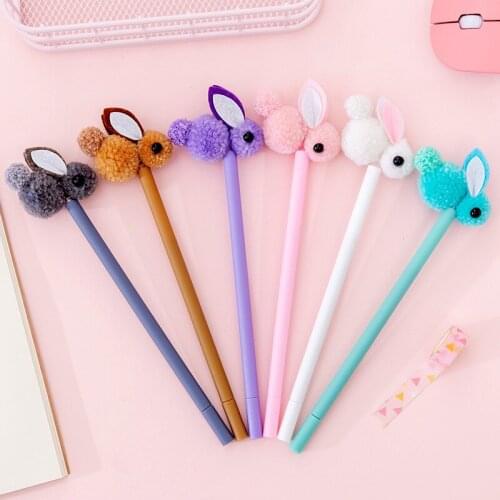 36pcs Kawaii Gel Pens 0.38mm Cute Bunny Pens Plush Rabbit Pens for School Office Supplies Creative Stationery Christmas Gift