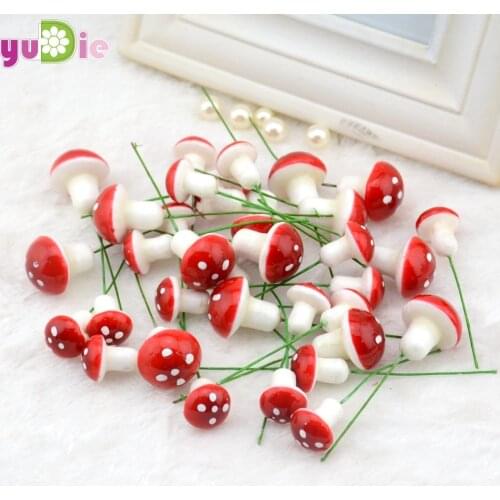 50pcs / Micro Potted Bonsai Landscape Ornaments , Accessories , Simulation Small Colored Resin Mushrooms Mushroom