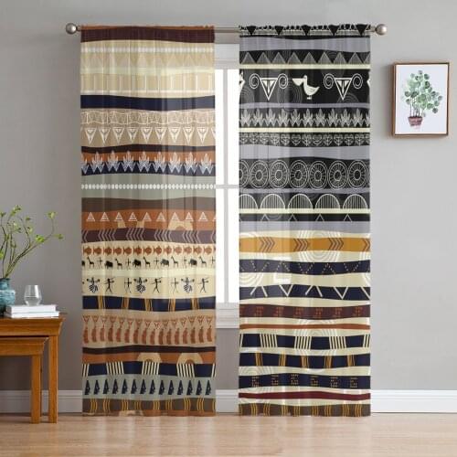 Africa Indian Elephant Window Curtains Living Room Tulle Curtains Kitchen Decor Kids Room Curtain Window Treatment