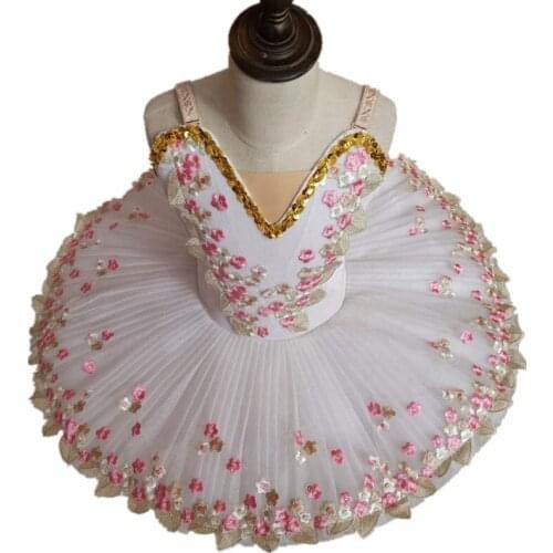 White Classical Professional Ballet Tutu Swan Lake Dance Costumes Child Kids Adults Floral Pancake Tutu Ballerina Dress Girls