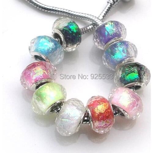 Free Shipping 50pcs 14mm New style Fashion 925 Plated Core Big Hole Resin mix Color Beads for European Bracelet jewelry DIY