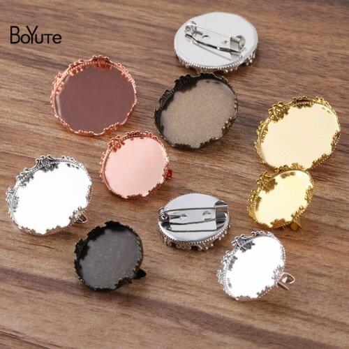 BoYuTe Custom (200 Pieces/Lot) 20MM 25MM Cabochon Base Brooch Blanks Tray Handmade Diy Brooch Pins Accessories