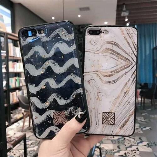 Phone Case For iPhone X XS Max XR Luxury Wave pattern Gold foil Soft TPU Silicone Cover For coque iPhone 7 8 plus 6 6s Plus Case
