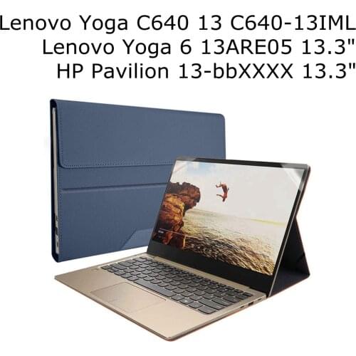 PU Leather Folio Stand Case Cover For Lenovo Yoga C640 C640-13IML/Lenovo Yoga 6 13ARE05 &HP Pavilion 13-bbXXXX 13.3 Inch Laptop