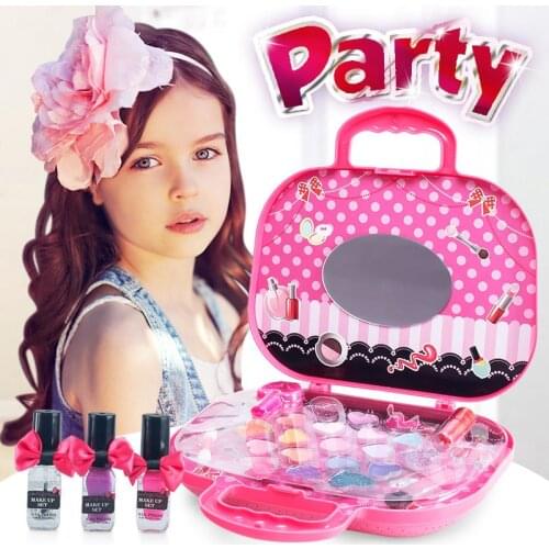 Childrens Makeup Makeup Toy Set Princess Girl Tote Box Safe Non-toxic Lipstick Nail Polish Girl Cosmetics Play House Toys New