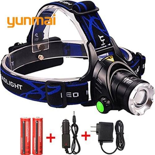 High Power XML T6 XM-L2 LED Headlamp Headlight Caming Hunting Head Light Lamp 4 Modes Rechargeable AC/EU Charger 18650 Battery