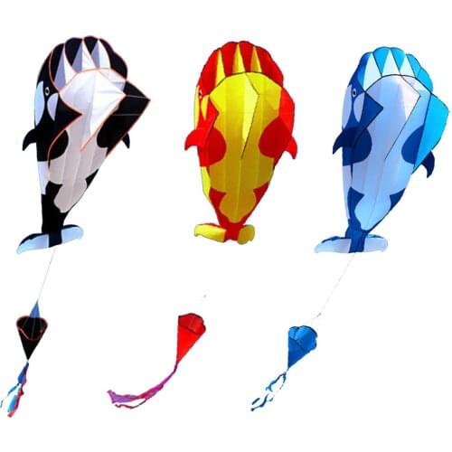 Kids Dolphin Killer Whale Kite Toy with Flying Long Tail Stunt Kites Long Tails Adults Outdoor Fun Sports Ripstop NylonFlyingToy