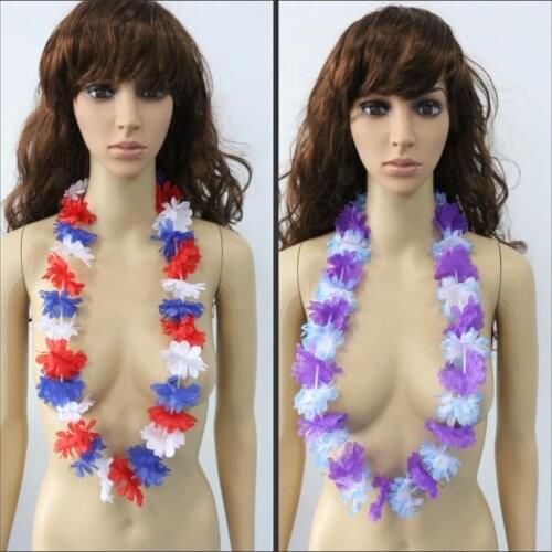 Artificial Silk Flower Hawaiian Lei Garland Cheerleading Necklace Decorative Flower Wreaths Dance Props Wedding Shooting