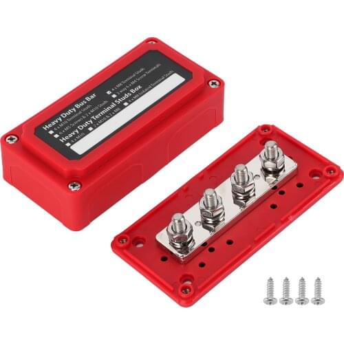300A Bus Bar Power Distribution Box Terminal Board 48V DC 4 Studs Universal for Car Ship Boat RV