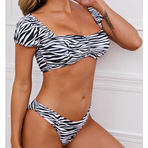 Bikini Sets Swimsuit Women Sexy Two Pieces Swimwear Zebra Pattern Sexy Backless High Elasticity 2021 Beach Bathing Suits