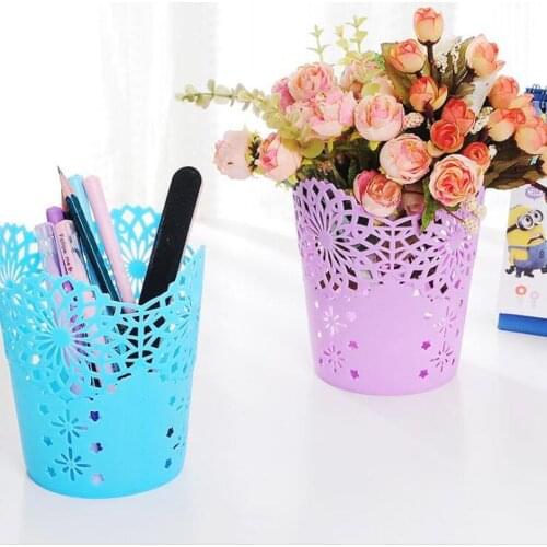 Storage Baskets Lace Hollow out Table Trash Can Pencil Holder Desk Organizer for Office School Home