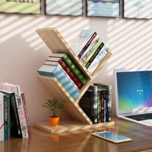 Creative Color Shelves Desktop Tree Bookshelf Study Bedroom Simple Wood Fiberboard Shelves Student Desk Storage Rack