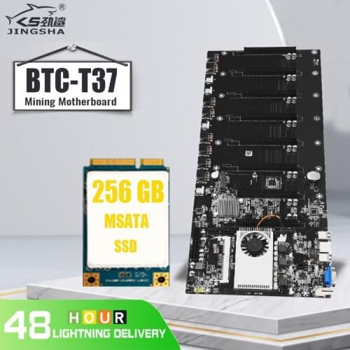 JINGSHA Mining Motherboard 8 GPU Bitcoin Crypto Ethereum Mining Support 1066/1333/1600 1037 8P with 256GB Msata SSD
