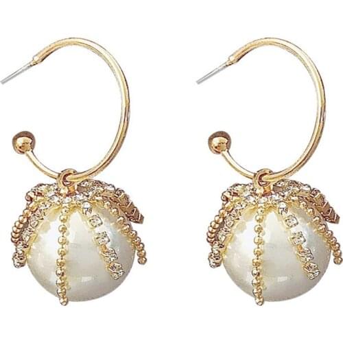 Fashion Korean Earrings 2020 Costume Jewelry New Trendy Gold Plated Small Crystal Pearl Earrings For Women Girls Gift New Year