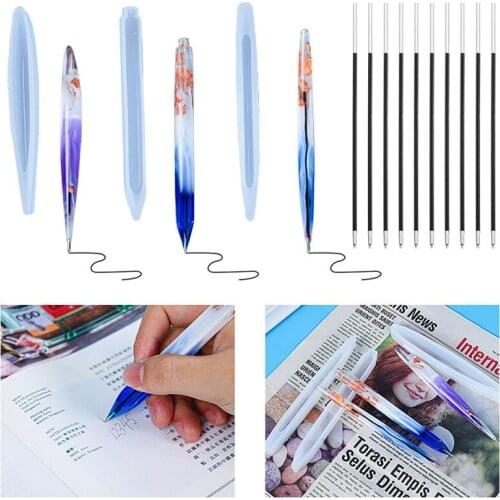 3 Types Epoxy Resin Mold Set Ballpoint Pen Case Silicone Molds Making Craft With Refill