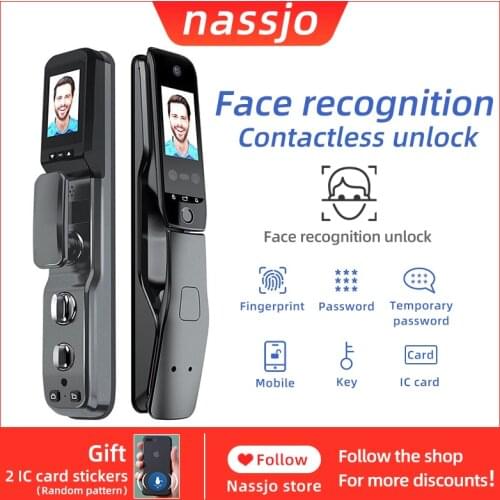 Nassjo Face Recognition Lock Smart Door Lock Fingerprint Digital Electronic Lock Home Security IC Card Fingerprint Password
