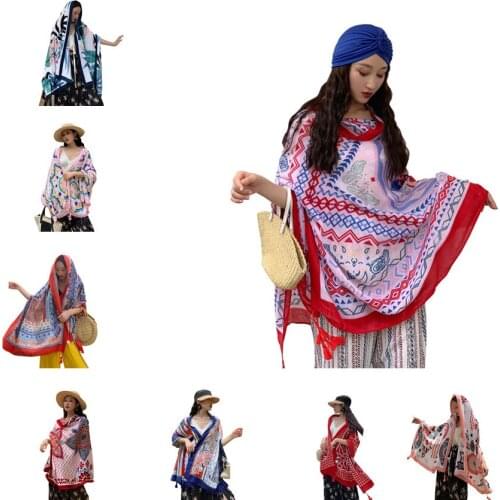 2019 new Bikini Bathing Swimwear Cover Up Autumn Beach Sarong Mats 90x180cm Twill cotton Pareo Cover-Ups Women Large Dress Scarf