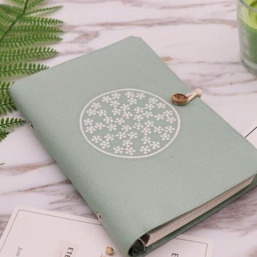 3D Flower Embroidered Loose leaf Notebook Cotton Washable Cover 6 Inner Travel Journal Diary A5 A6 Notepad Fresh Stationery Gift