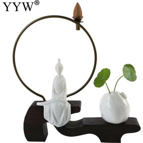 Backflow Incense Burner Ceramic Villain Creative Hydroponic Vase Antique Decoration Succulent Flower Pot Incense Stick Holder