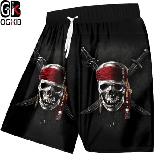 OGKB Unisex Cool Beach Shorts Print Knife Skull King 3D Board Bebermuda Shorts For Women/men High Waist Elastic Boxers Trousers