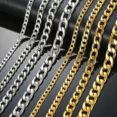 Stainless Steel Men Women Gold Silver Plated Smooth Surface Flat Necklace 4/6/8/10mm Width Unisex Jewelry Wholesale Dropshipping