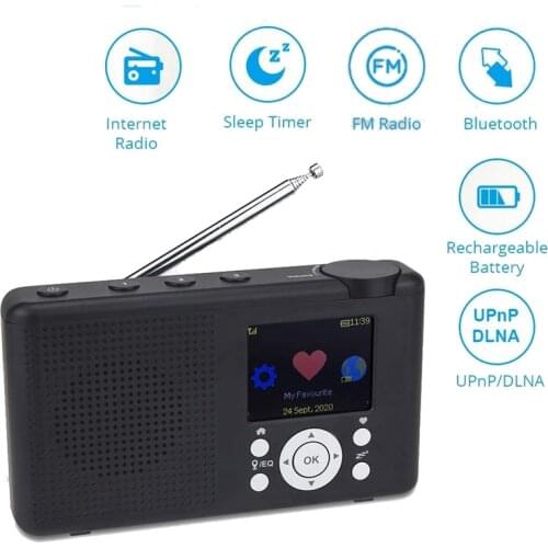 WR-23F Portable WiFi Internet Radio Bluetooth Speaker Multifunctional FM Digital Radio for DAN+ With Battery