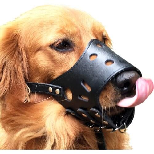 Adjustable Leather Dog Muzzle Anti Bark Bite Chew Dog Training Products For Small Medium Large Dogs Outdoor Pet Products XS-XL