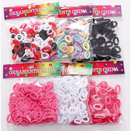 100pcs/Set Girls 1.5cm Colorful Small Ring Elastic Hair Bands Ponytail Holder Rubber Bands Scrunchie Fashion Hair Accessories