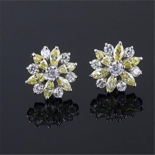 RONGQING 6Pairs/lot Zircon Snowflake Stud Earrings Geometric Snowflake Earrings Sister Gift