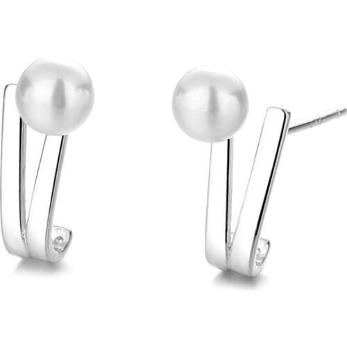 Double Layer Fashion Design Stud Earrings for Women Elegant Simple Accessories Imatation Pearl Earrings Girl Jewelry