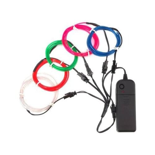 Car EL luminous line, one for five EL cold light, 2 meters, 3V battery box set, clothing, shoes, hats, cloth art lamp 2m