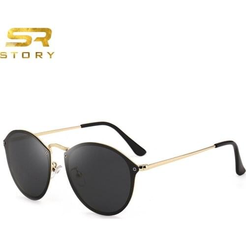 STORY 2020 Vintage Cool Round Sunglasses Women Men Brand Design Rimless Frame 90s Female Flat Mirror Fashion Sun Glasses 3754