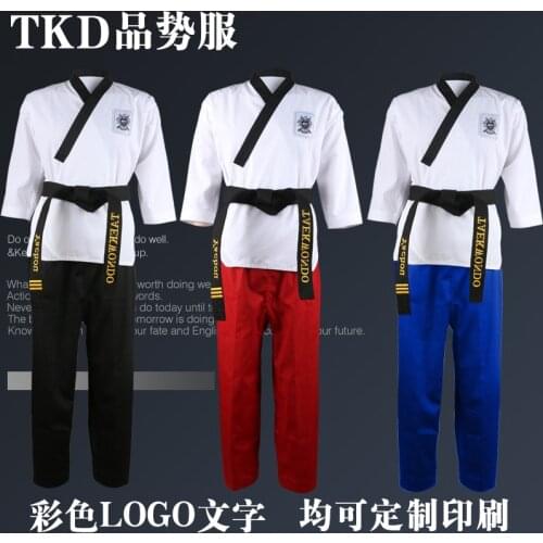 High quality black taekwondo uniform training taekwondo suits embroidery uniforms size 160-190cm