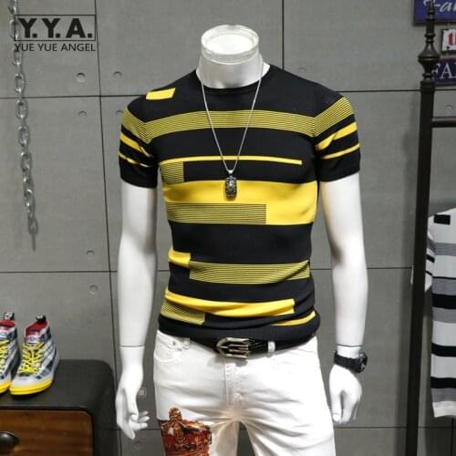 YueYueAngel Mens Striped T-shirts