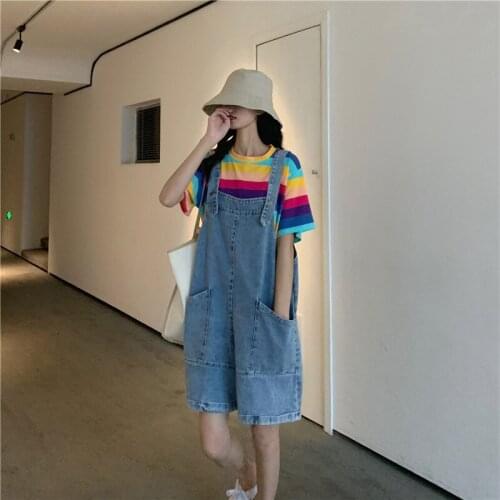 Y2k Rompers Sleeveless Denim Overalls Loose Jeans Woman High Waist Summer Vintage Clothes Chic Students Harajuku Streetwear