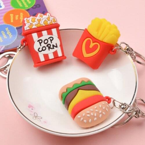 ZOCDOU 1 Piece Hamburger Popcorn Fries Simulation Food Epoxy Environmental Pendant Keychain