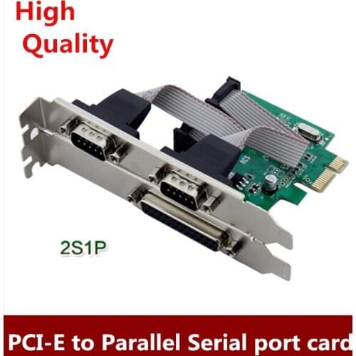 10PCS/LOT 2 Serial + 1 Parallel IEEE 1284 Controller card PCI Express to RS232 com port + printer LPT port adapter