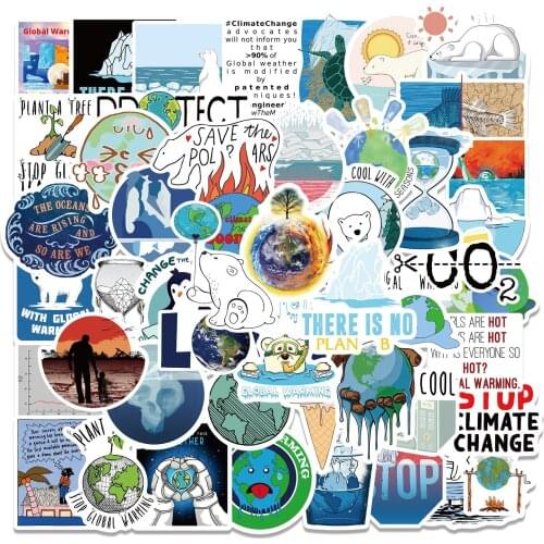 100PCS Global Climate Change Protect Environment Stickers Skateboard Laptop Phone Graffiti Decal