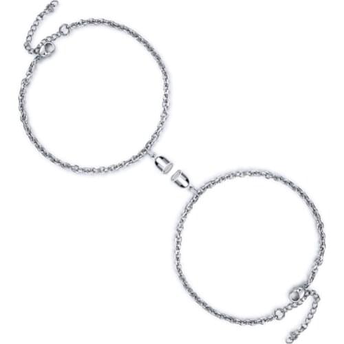 2Pcs Stainless Steel Boyfriend Girlfriend Relationship Bracelet Love Magnetic Long Distance Bracelet Kit Lover Jewelry
