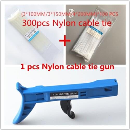300 Pcs Nylon Cable Self-locking Plastic Wire Zip Ties Set 3*100 3*150 4*200 Hardware Cable 1 PCS cable tie help gun