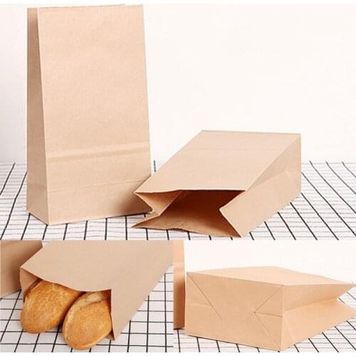 50pcs/lot Kraft Paper Bags Food Tea Small Gift Bag Sandwich Bread Bags Party Wedding Supplies Wrapping Gift Takeout Bag