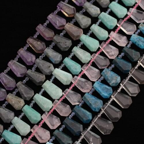 6 Stone Choice,Facted Natural Stones Hexagonal Nugget Jewelry Beads,Crystal Quartz Cut Slice Loose Beads Strand Charms SY-658